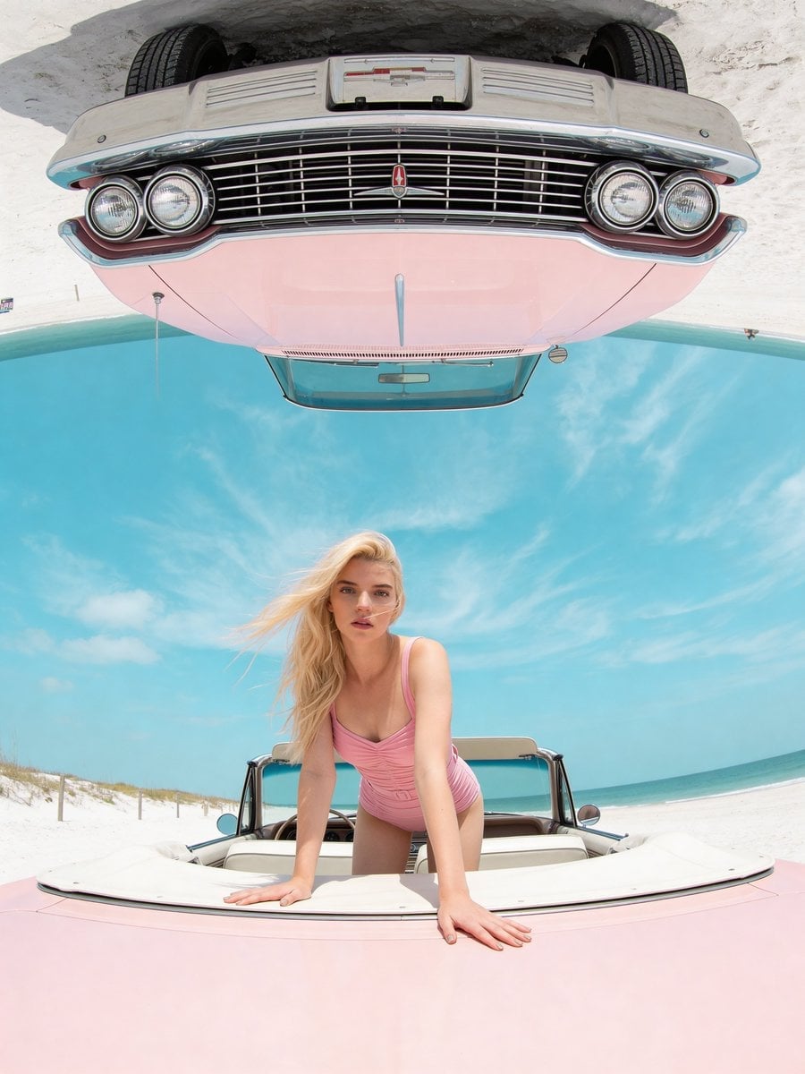 Retro Pink Swimsuit Fashion Shoot