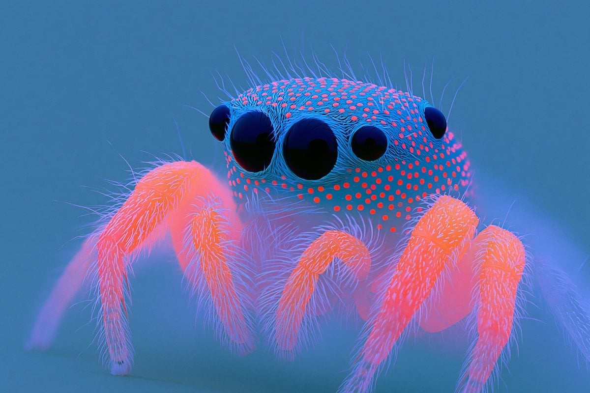 Macro Neon Jumping Spider Eyes