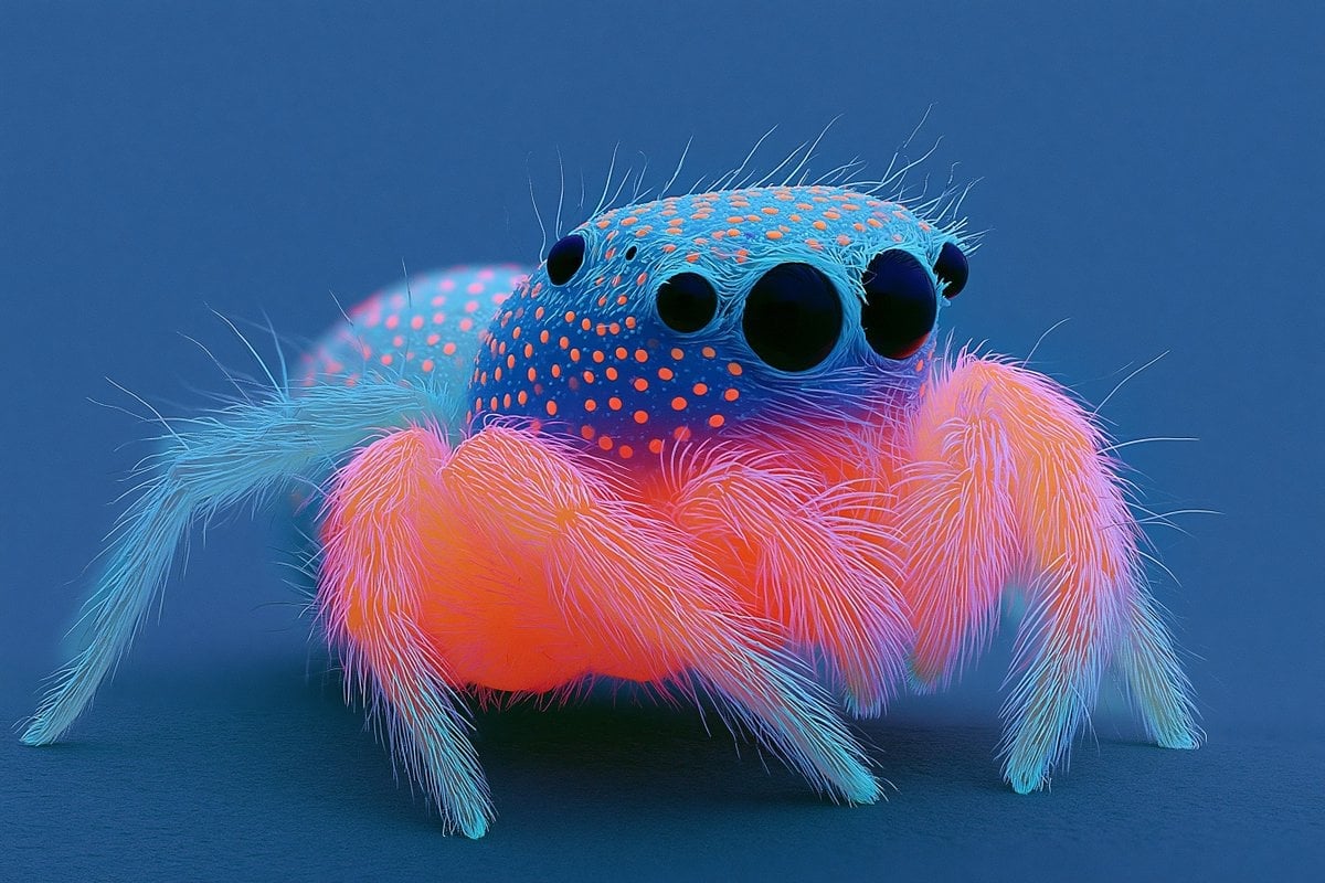Macro Neon Jumping Spider Eyes