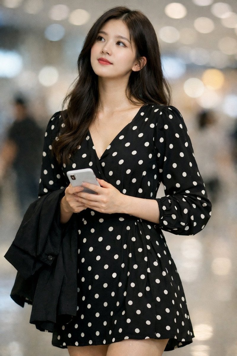 Elegant Polka Dot Fashion Portrait