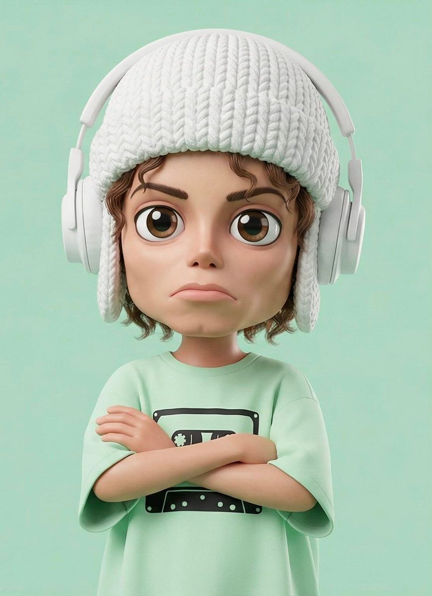 戴耳机的3D卡通男孩