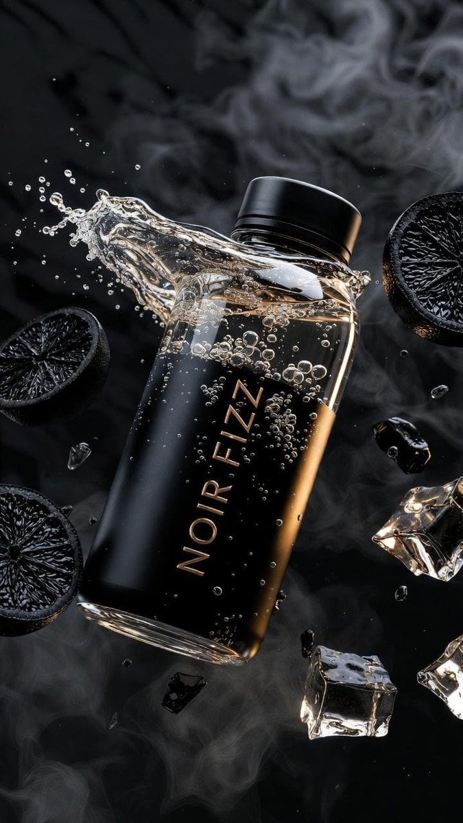 Luxury Black Soda Bottle Ad