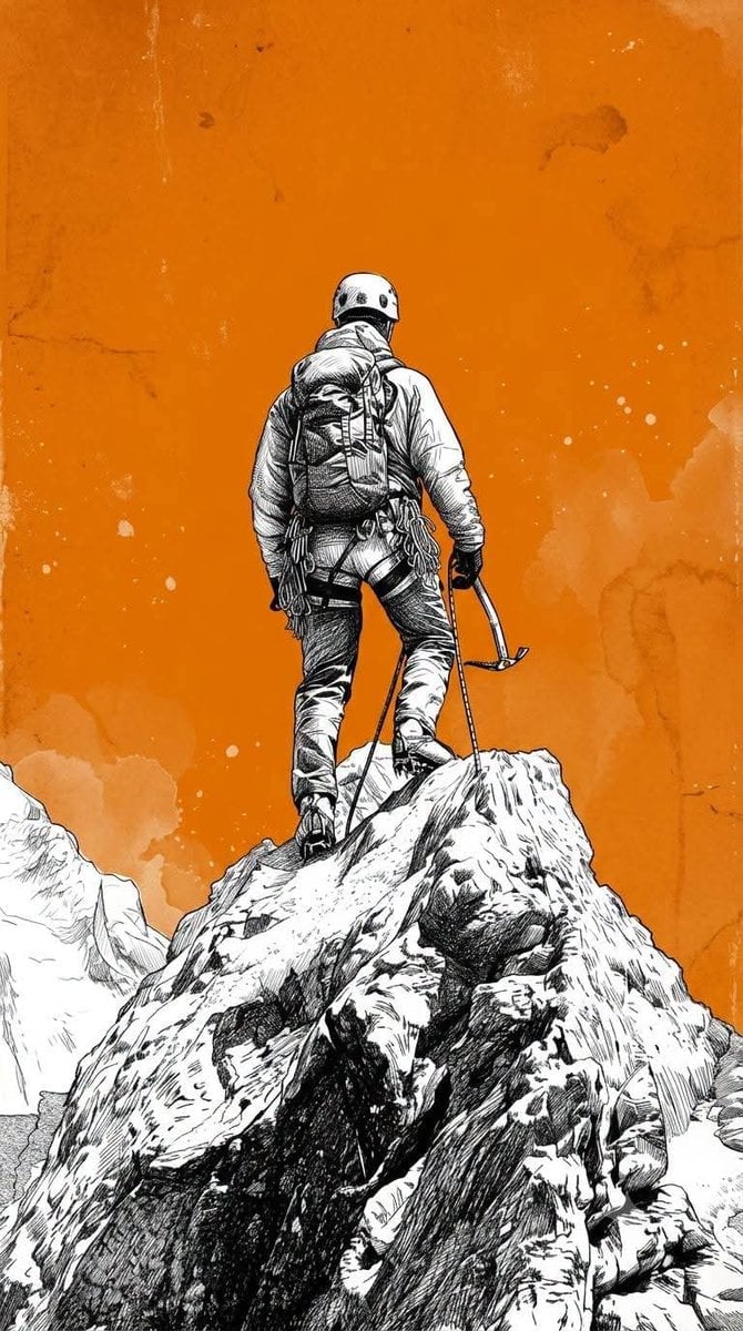 Monochrome Ink Illustration on Orange