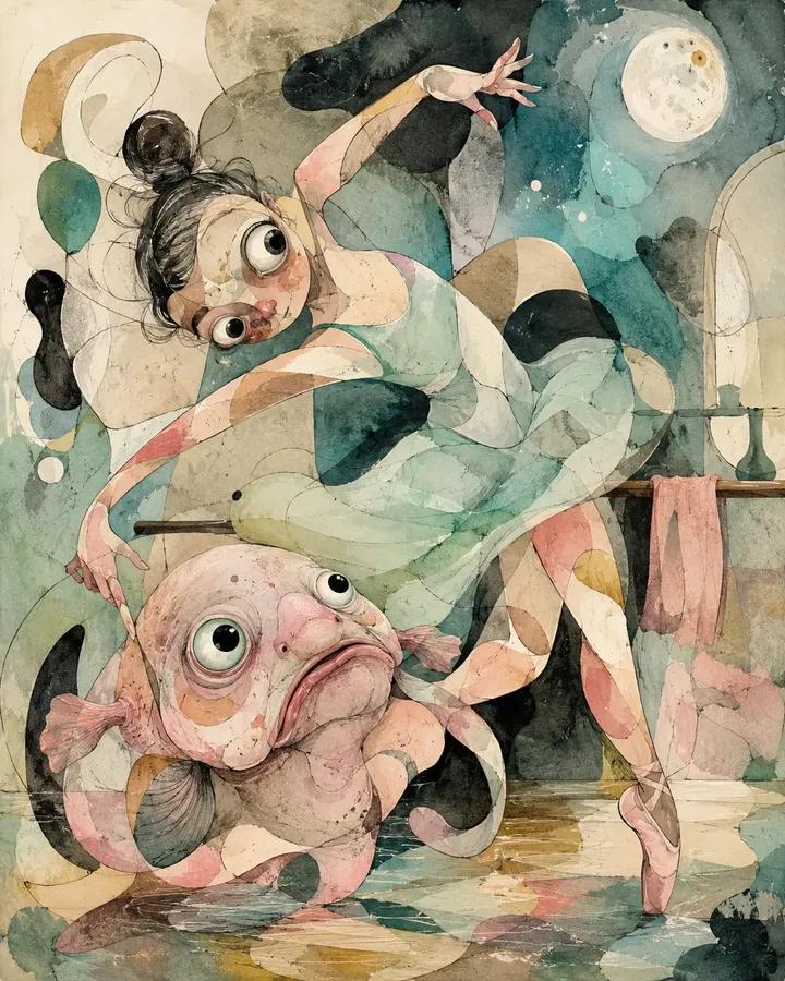 Biomorphic Mixed-Media Portrait