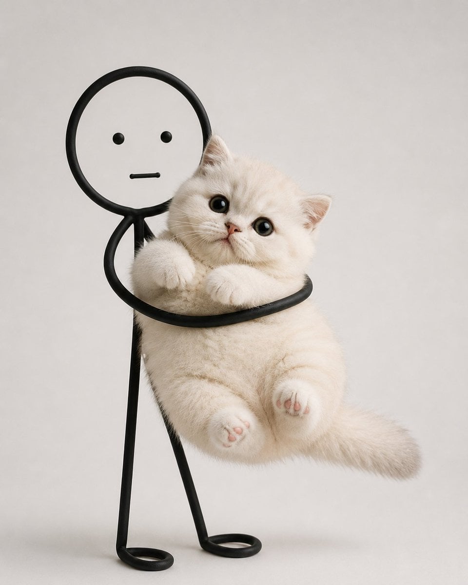 Fluffy Cat and Doodle Friend
