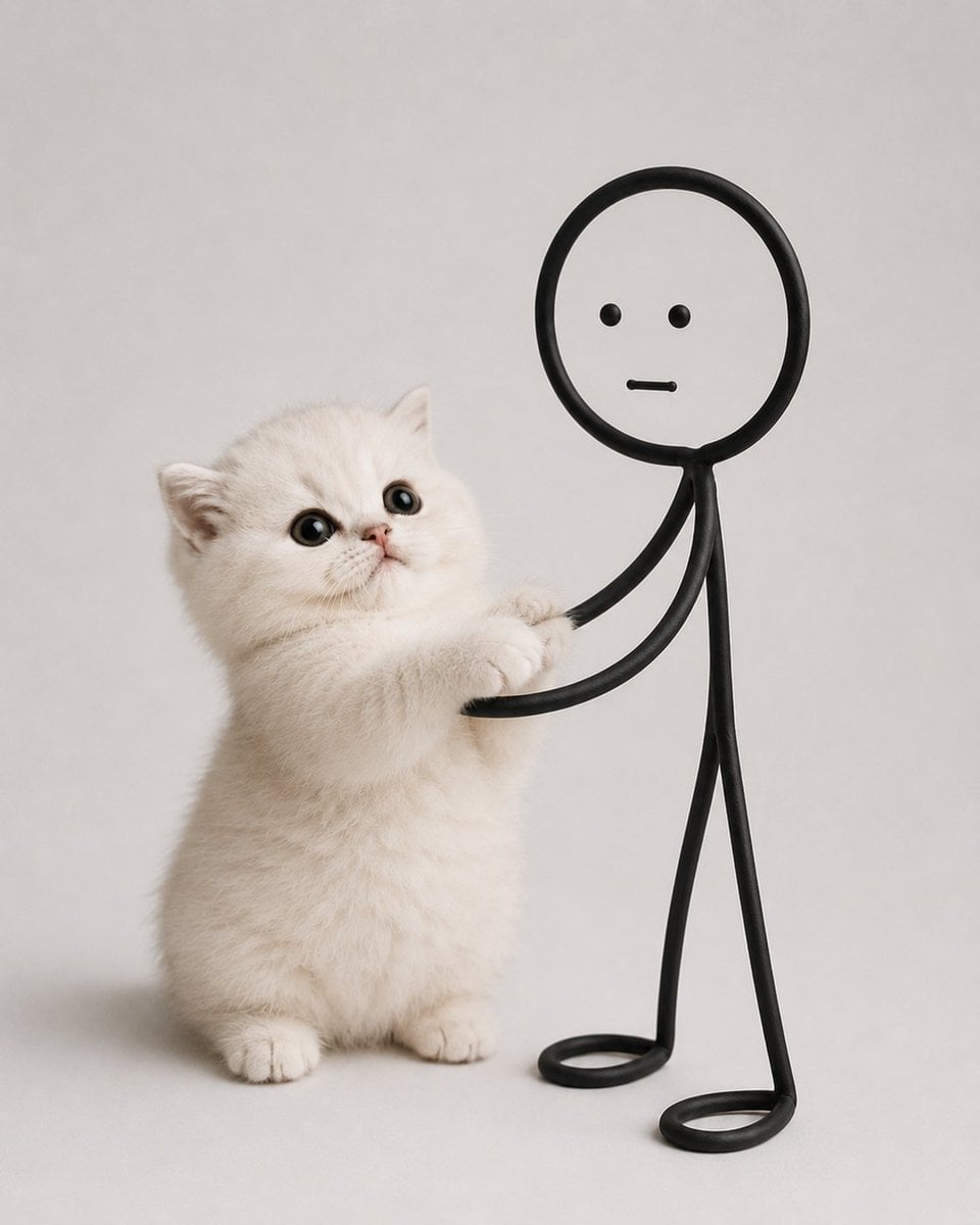 Fluffy Cat and Doodle Friend
