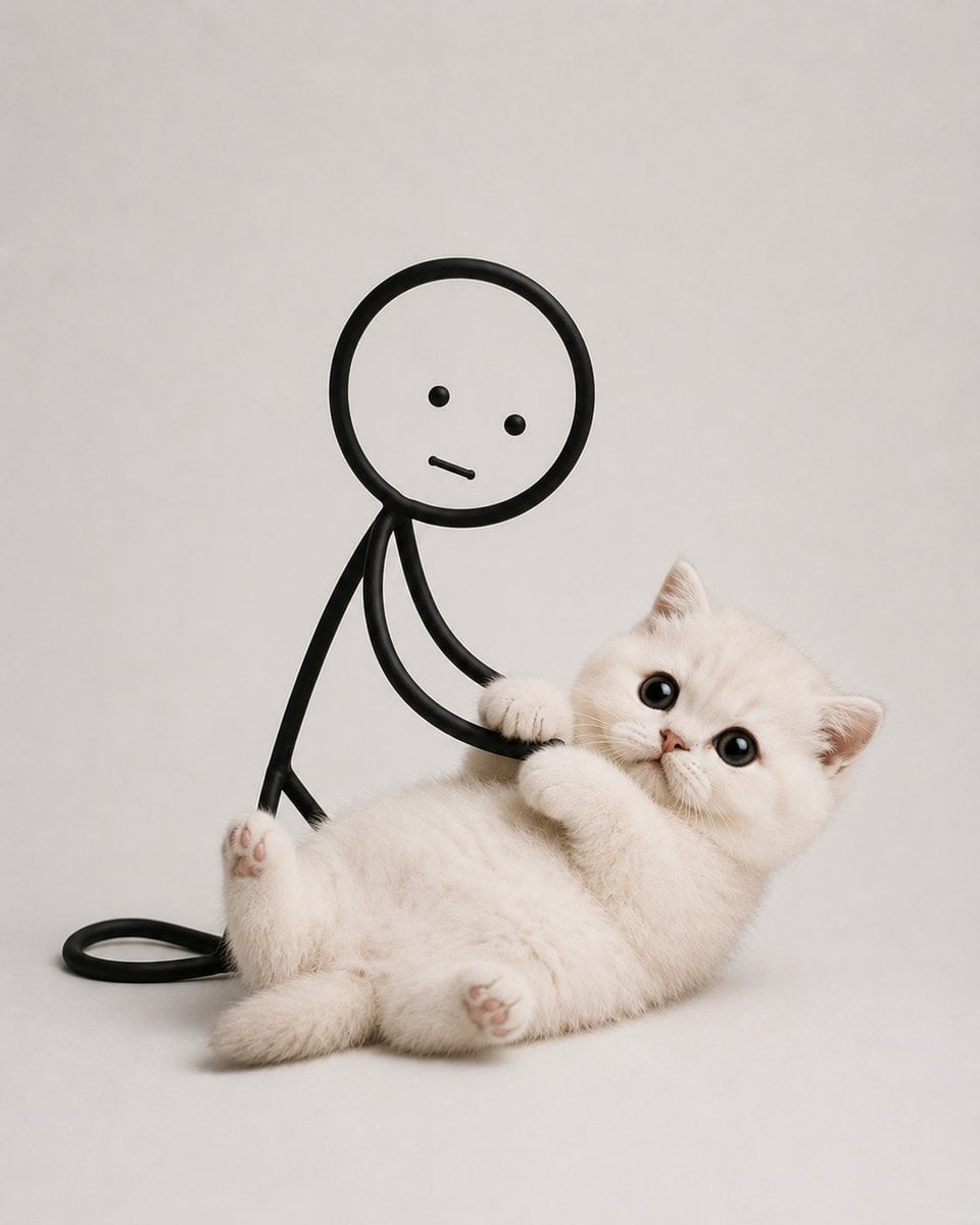 Fluffy Cat and Doodle Friend