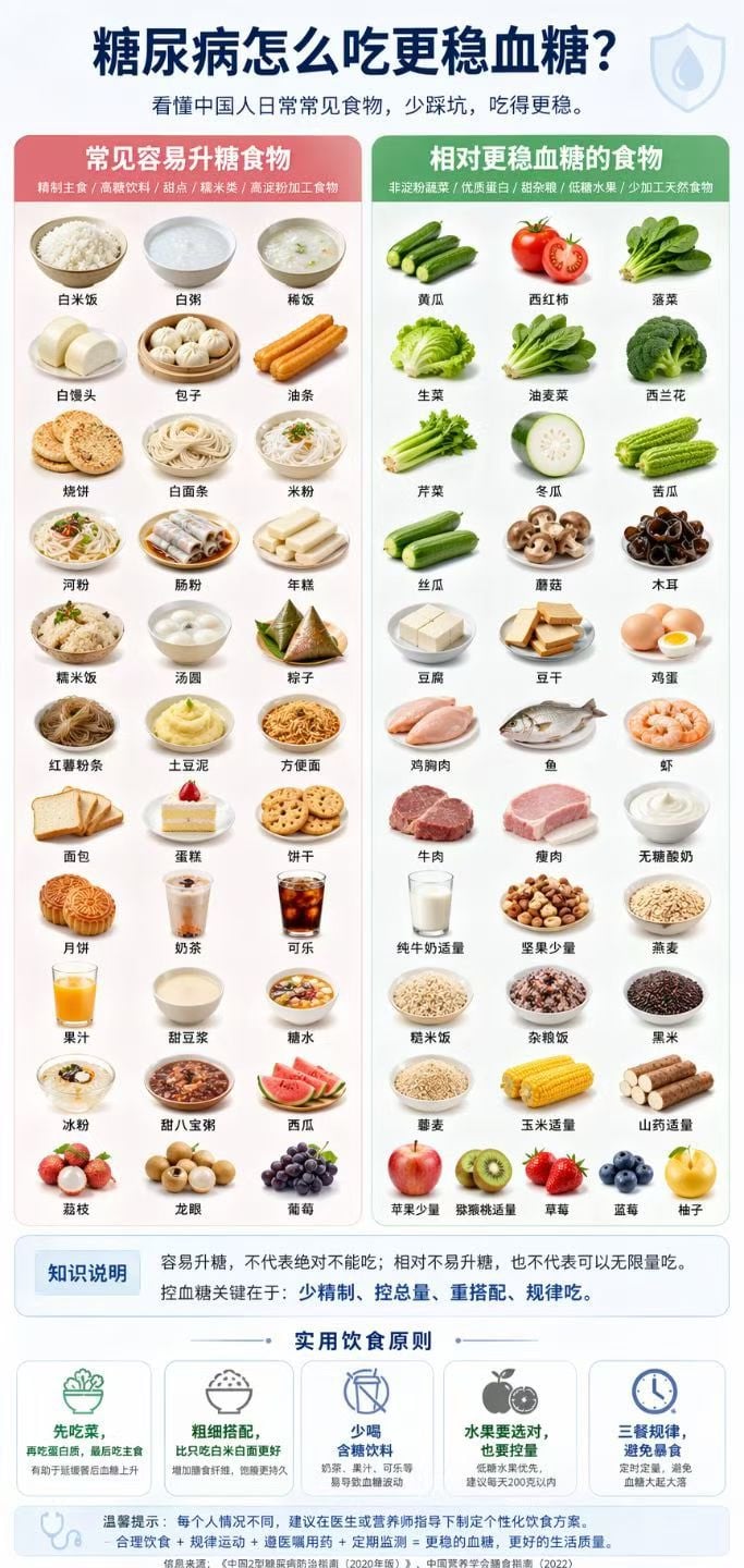 糖尿病饮食对比科教图