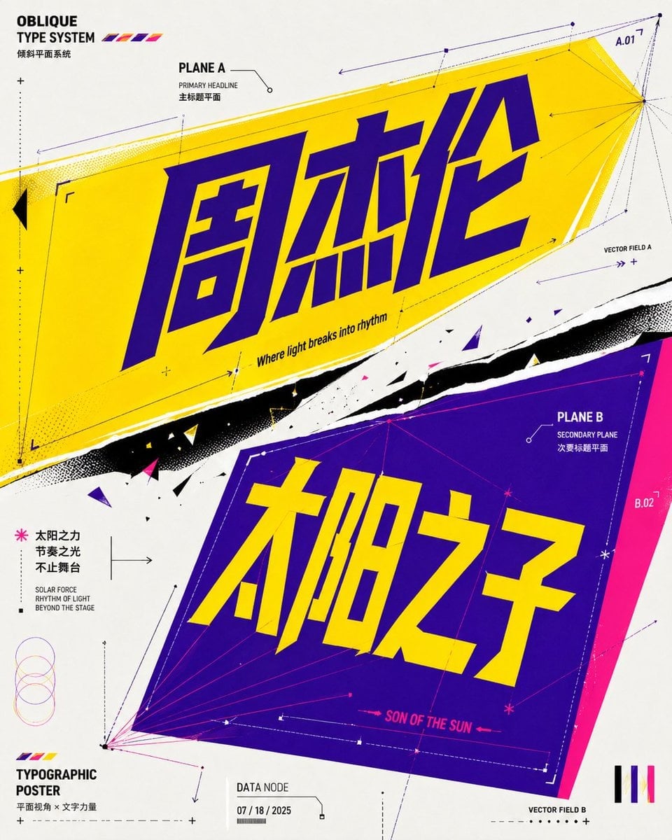 斜向透视平面字体概念海报