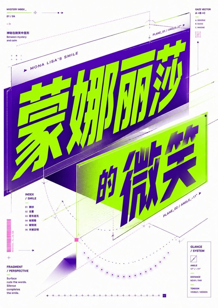 斜向透视平面字体概念海报