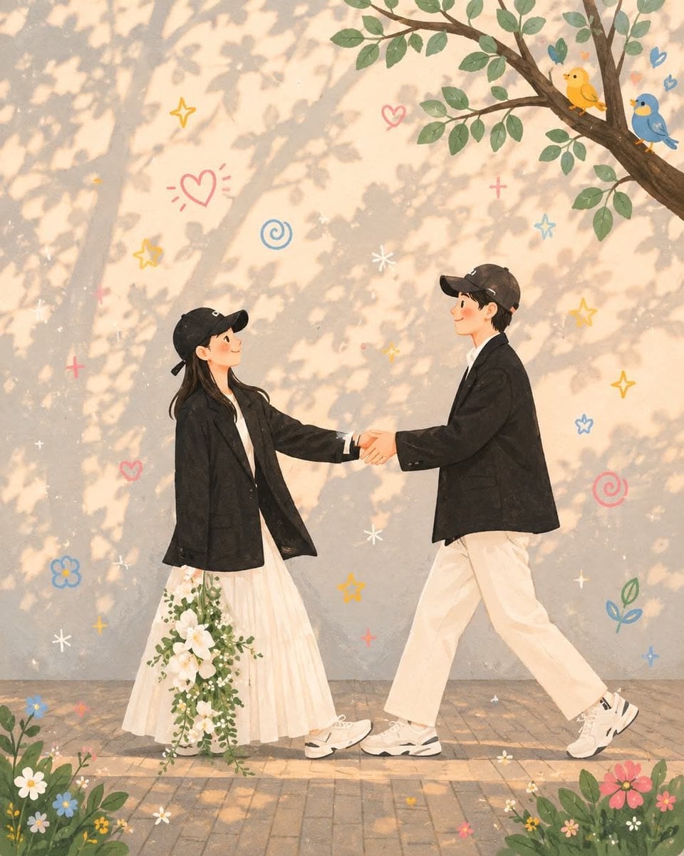 Whimsical Folk Flat Illustration