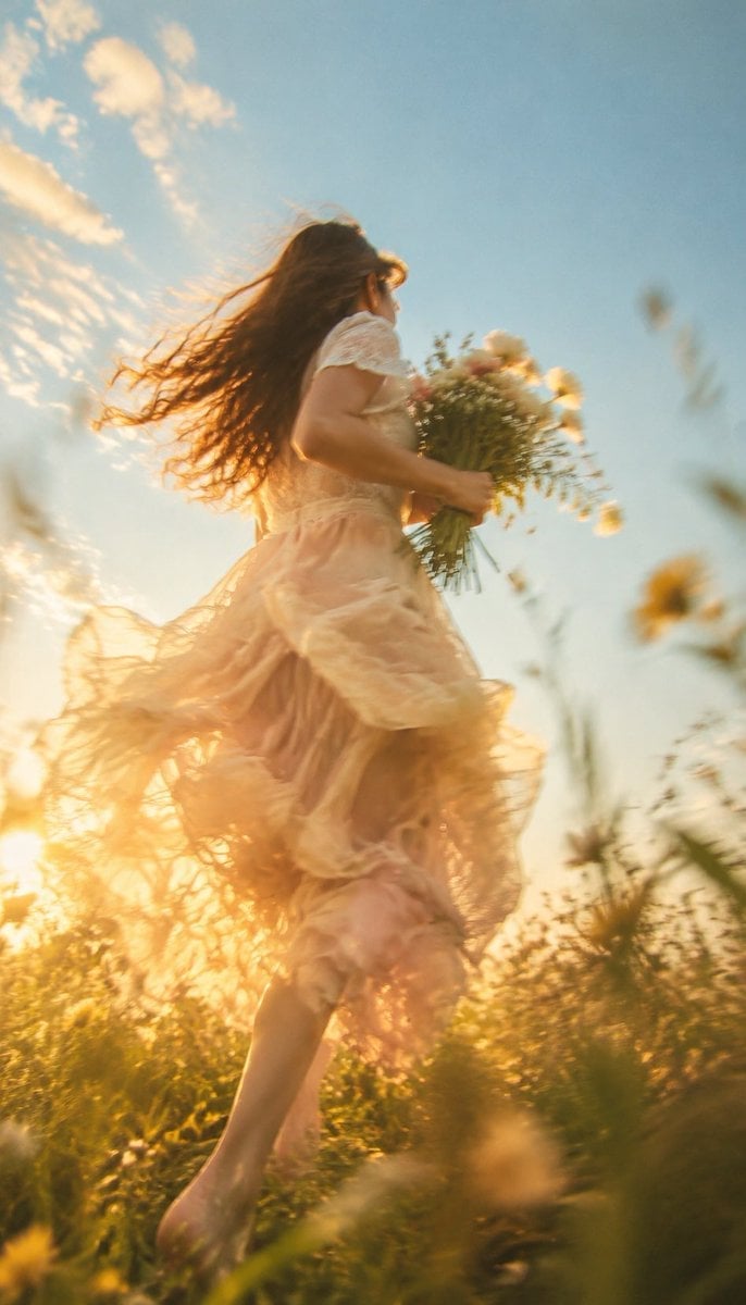 Dreamy Slow-Shutter Garden Portrait