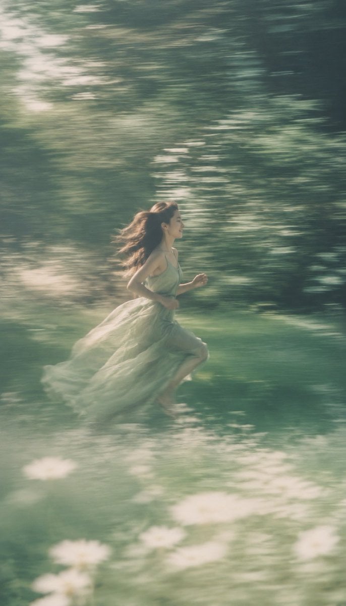 Dreamy Slow-Shutter Garden Portrait