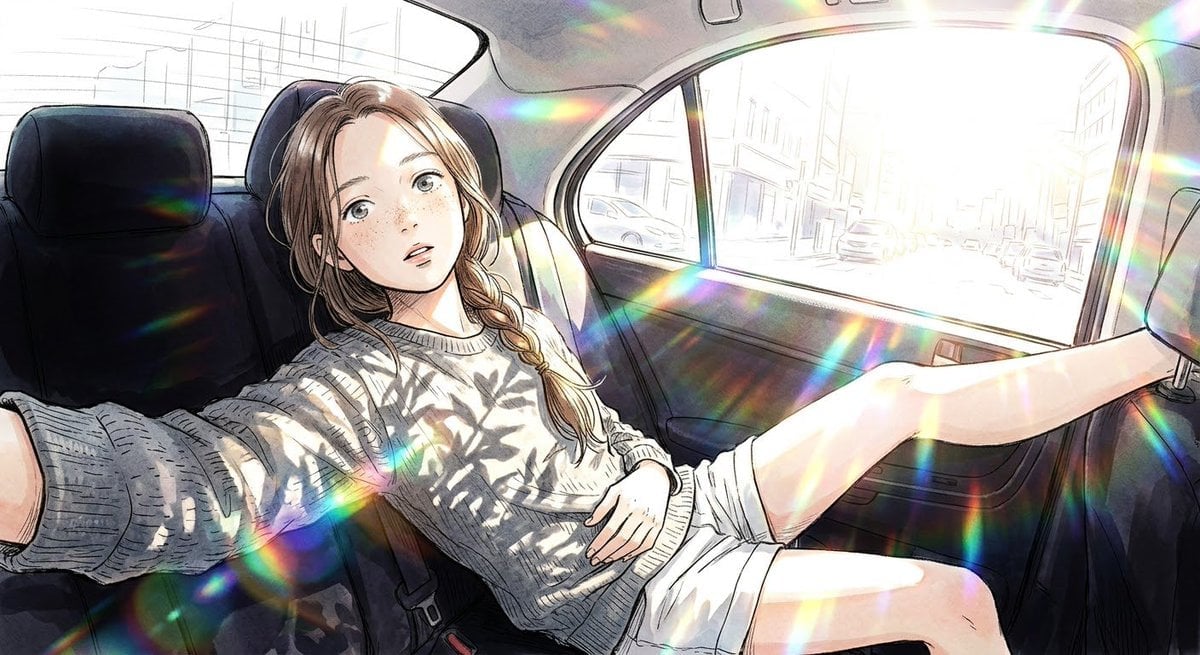 Anime Girl in Car Back Seat