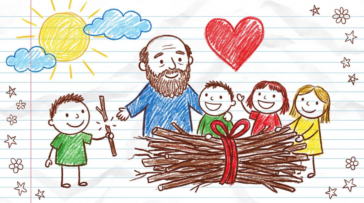 Crayon Drawing on Lined Paper