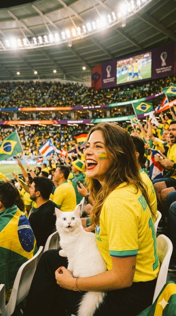 World Cup Fan with Cat