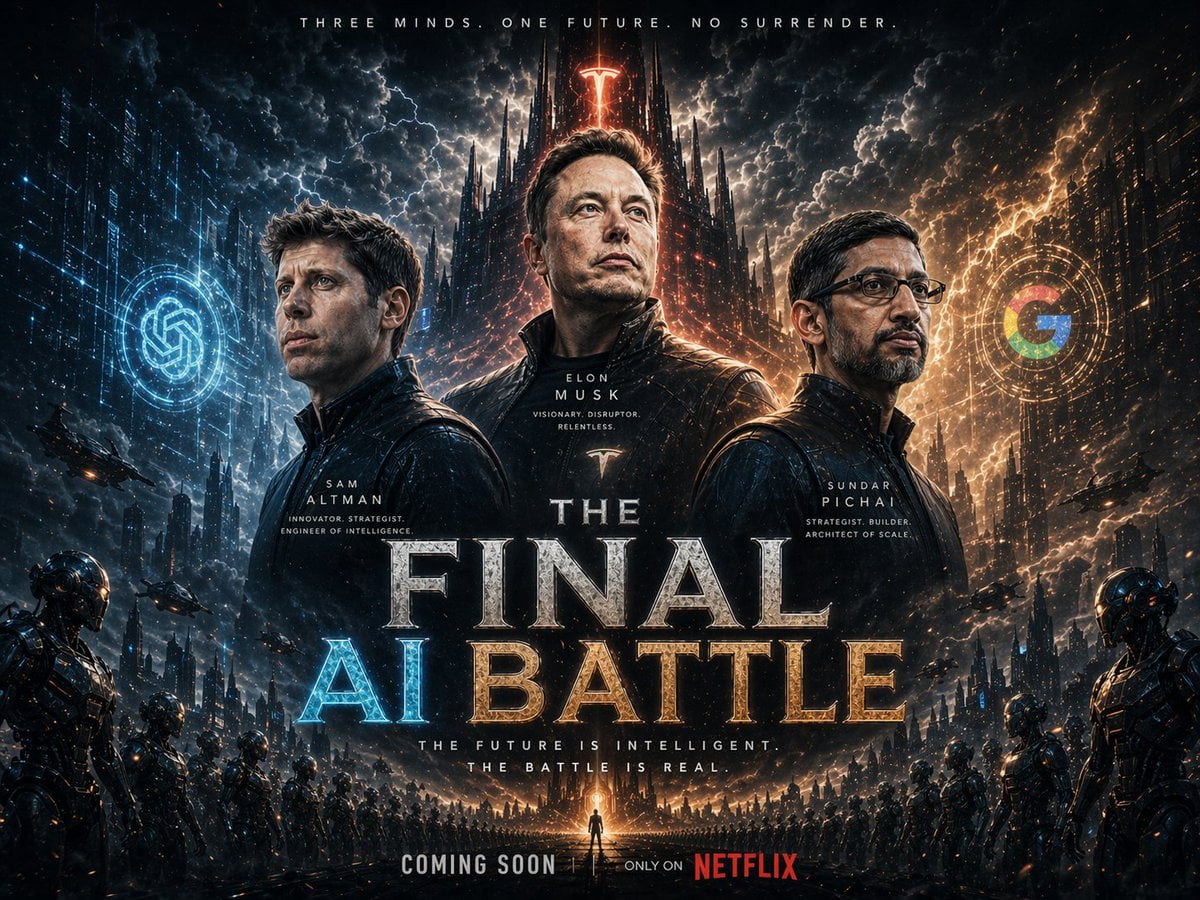 Sci-Fi AI Battle Movie Poster