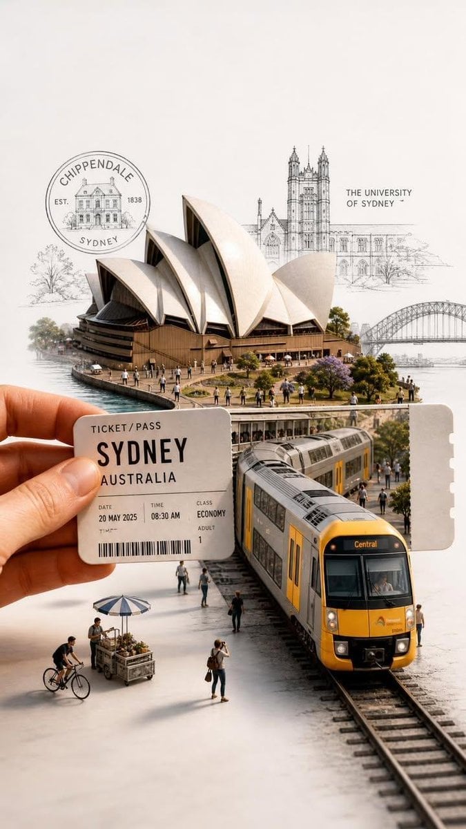 Miniature Train Travel Ticket Art