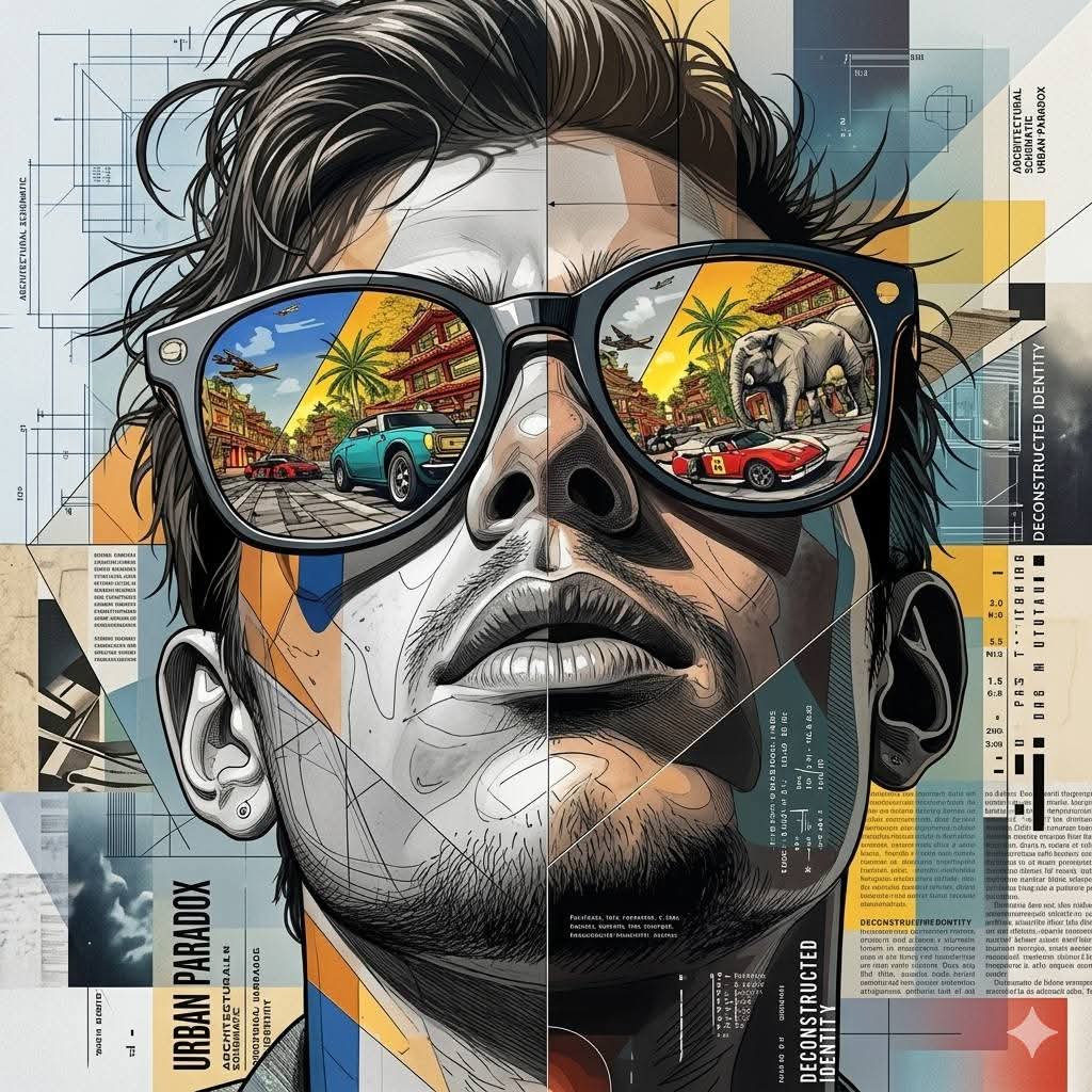 Futuristic Mixed-Media Portrait