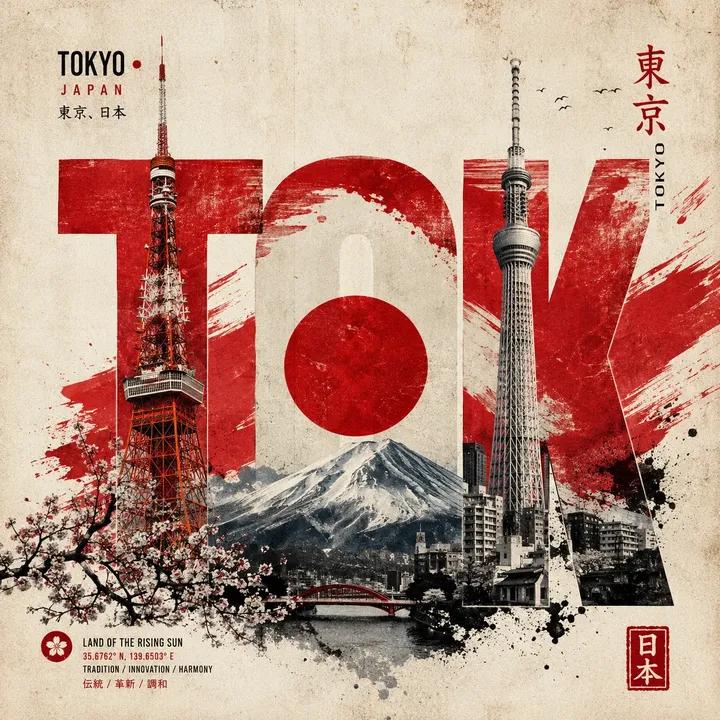 Vintage Tokyo Travel Poster