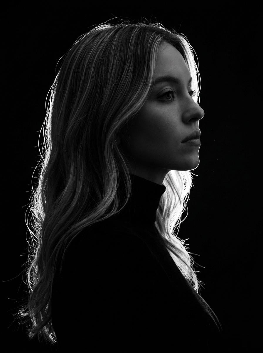 Minimalist Black and White Profile Portrait