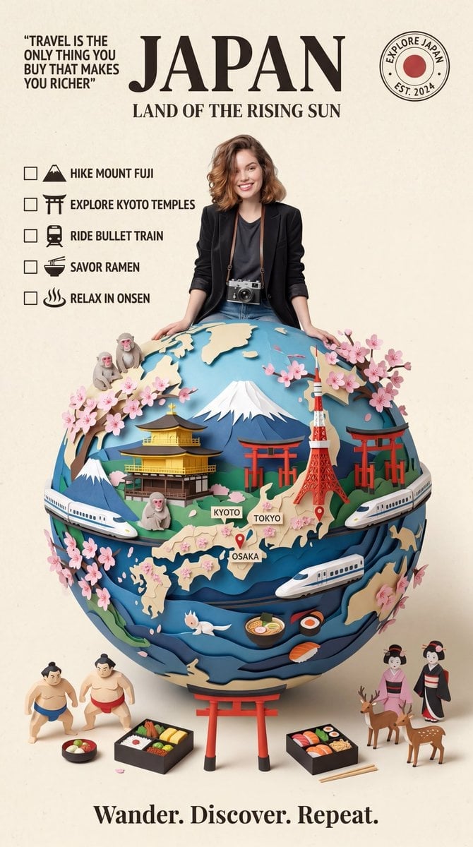 Vintage Papercraft Travel Poster