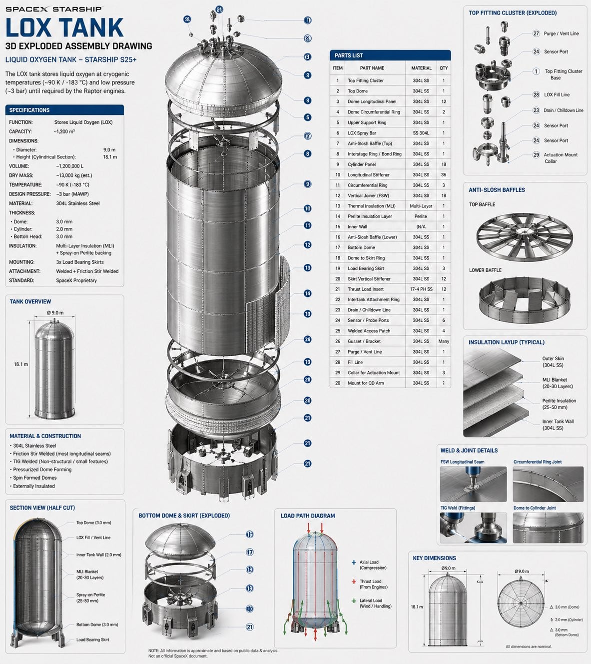 Exploded View of Rocket LOX Tank