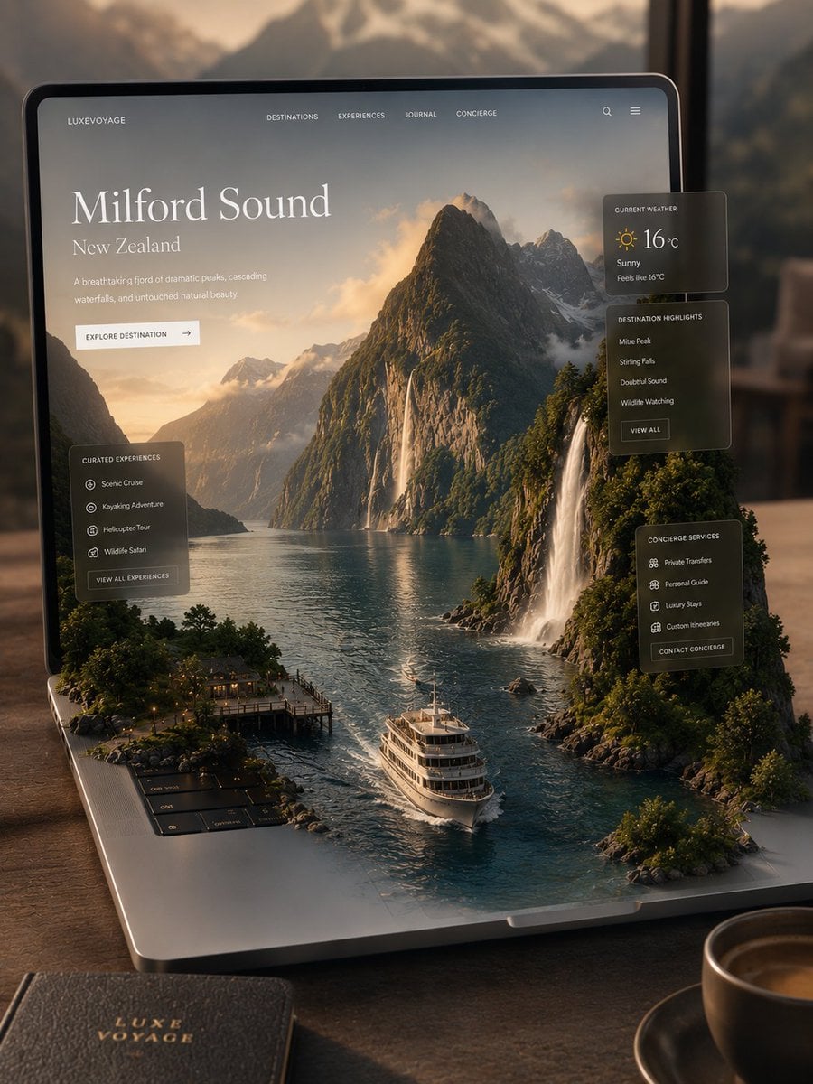 Miniature Travel World on Laptop