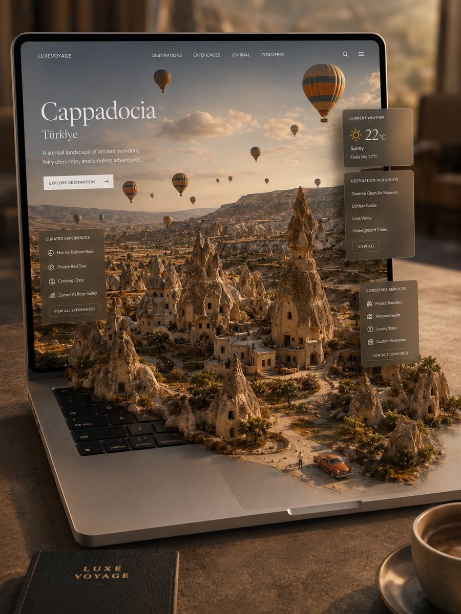 Miniature Travel World on Laptop