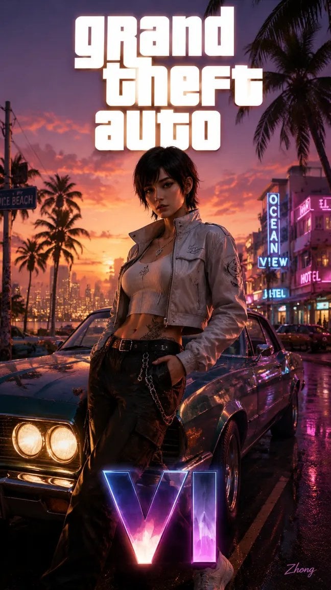 GTA 6 Style Game Poster of Evie