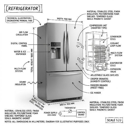 Technical Washing Machine Infographic