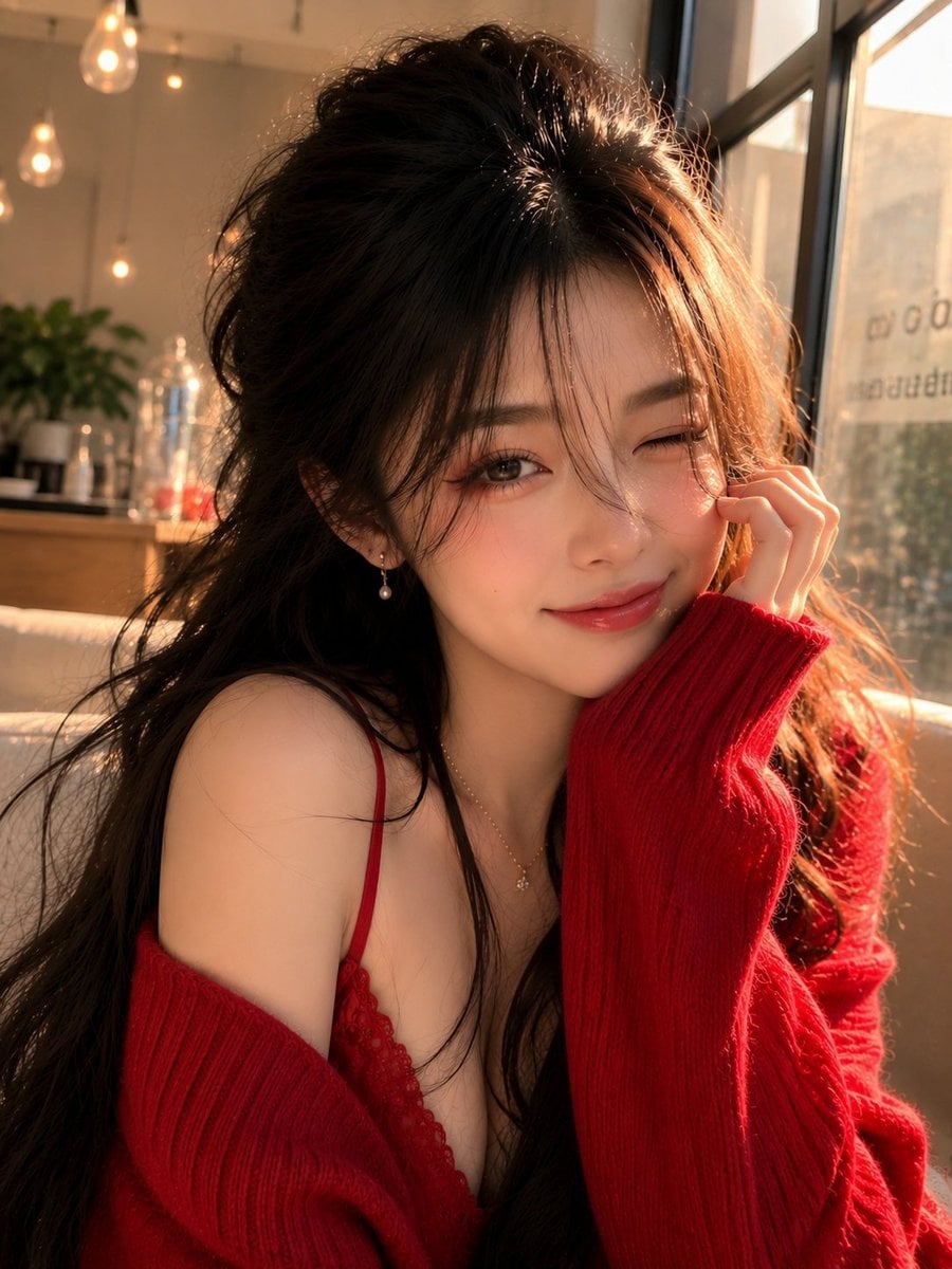 Golden Hour Portrait of a Winking Woman