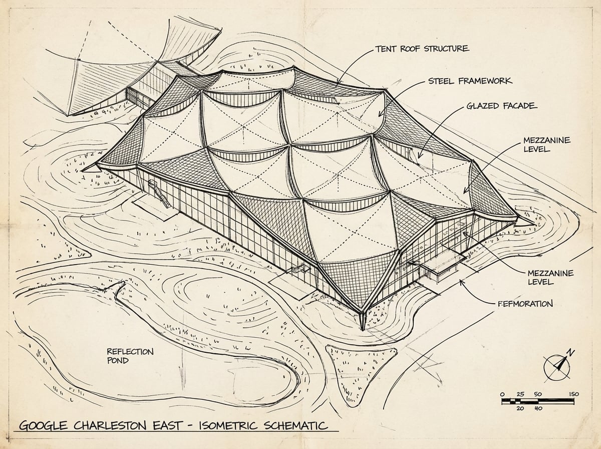Hand-Drawn Isometric Building Schematic