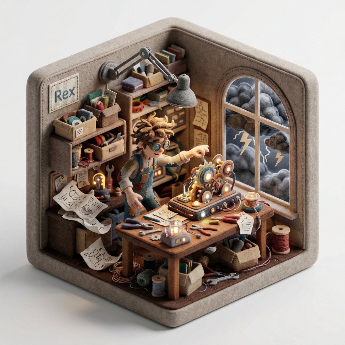 Felt Isometric Creative Diorama
