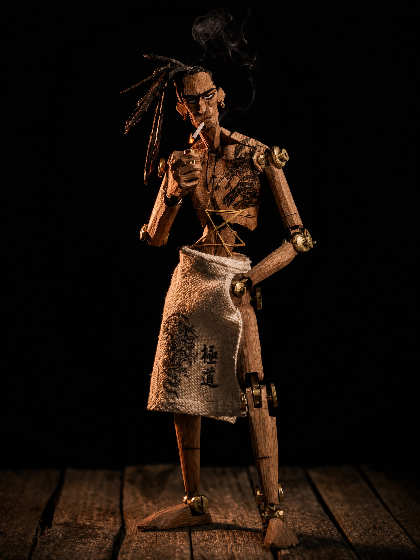 Stop-Motion Wooden Yakuza Puppet