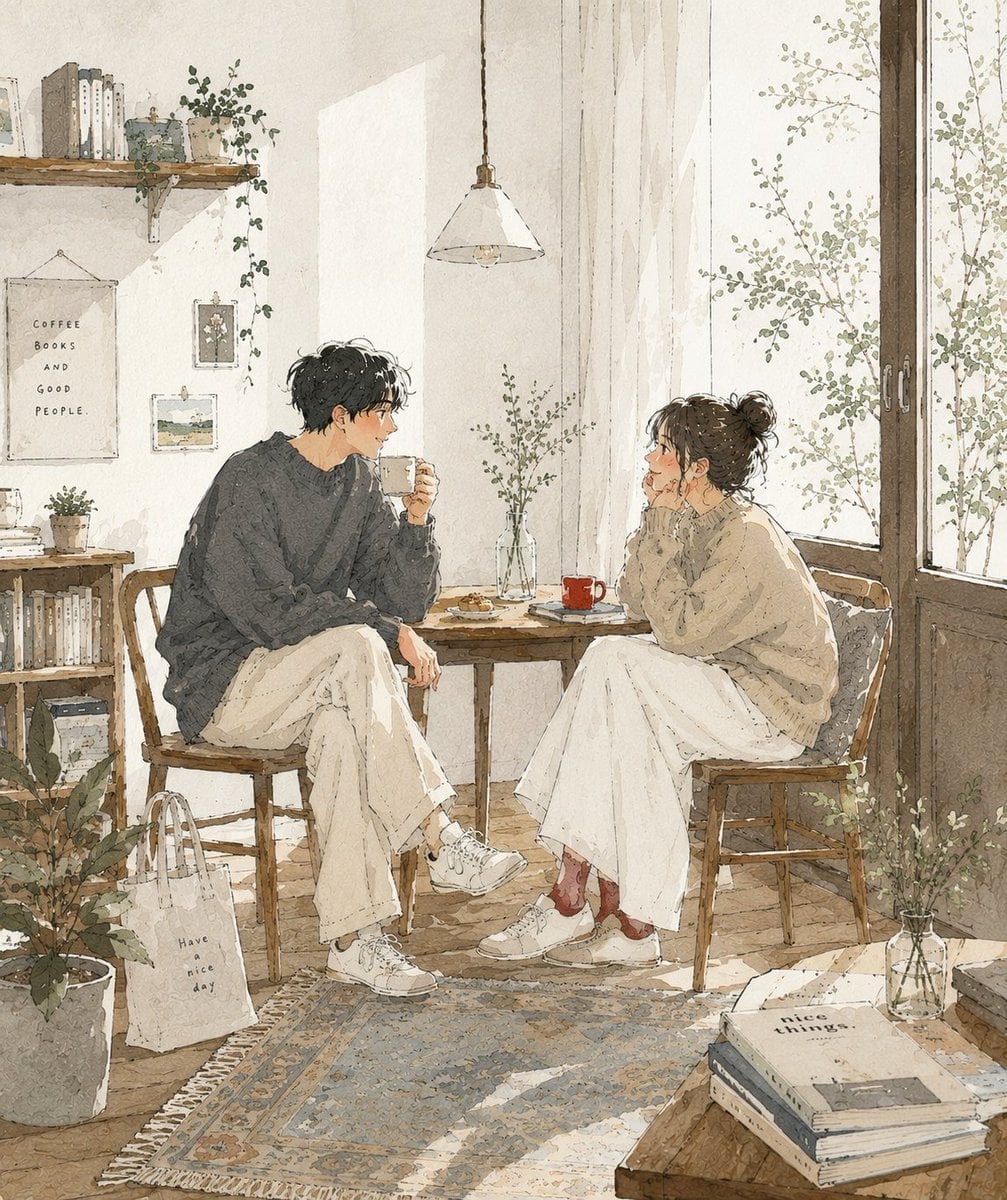 日系温馨咖啡馆插画