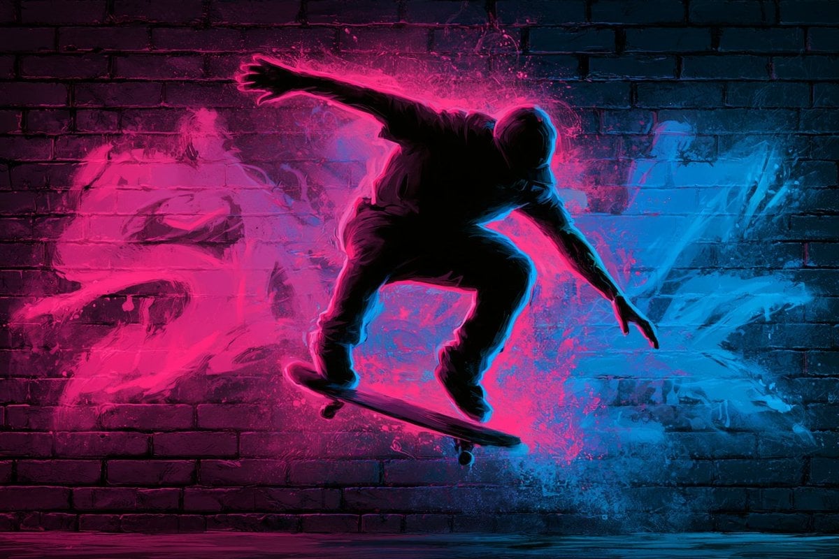 Urban Graffiti Glow Silhouette