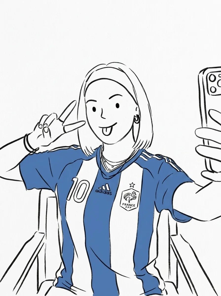 Mirror Selfie Football Fan Illustration