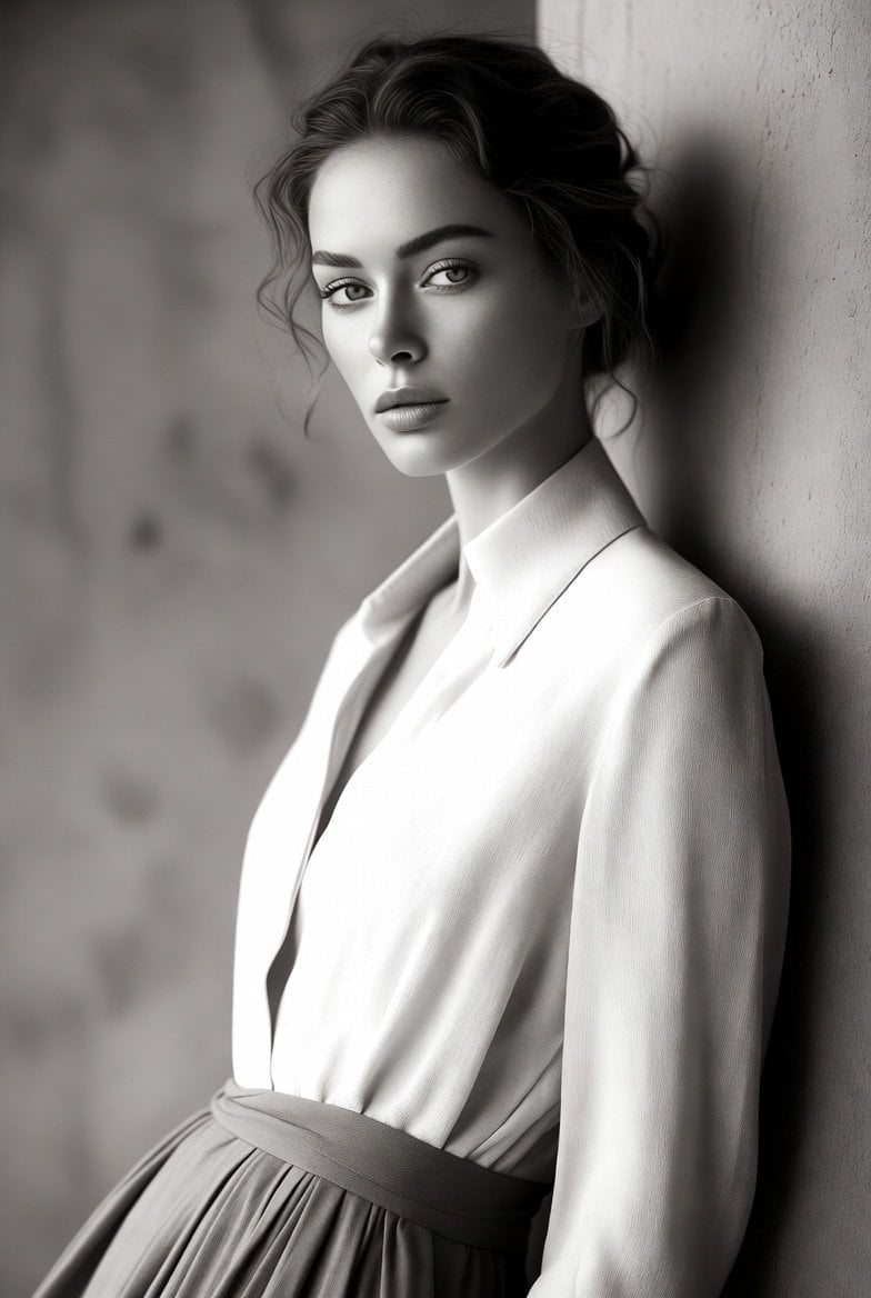 Monochrome Editorial Fashion Portrait