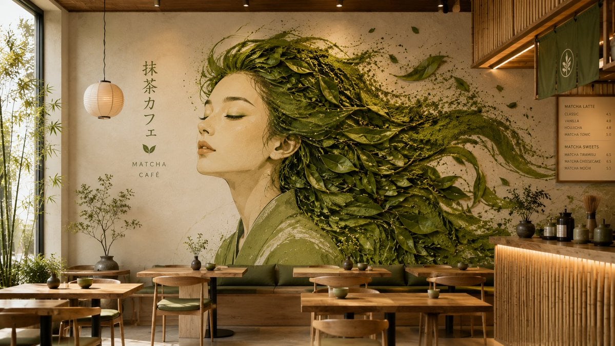Artistic Café Mural Interior