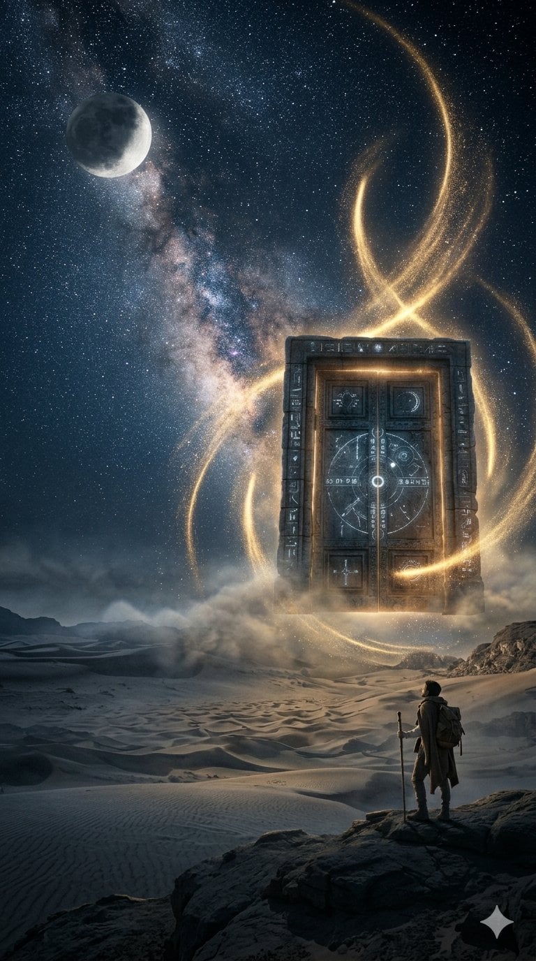 Glowing Ancient Door in the Desert