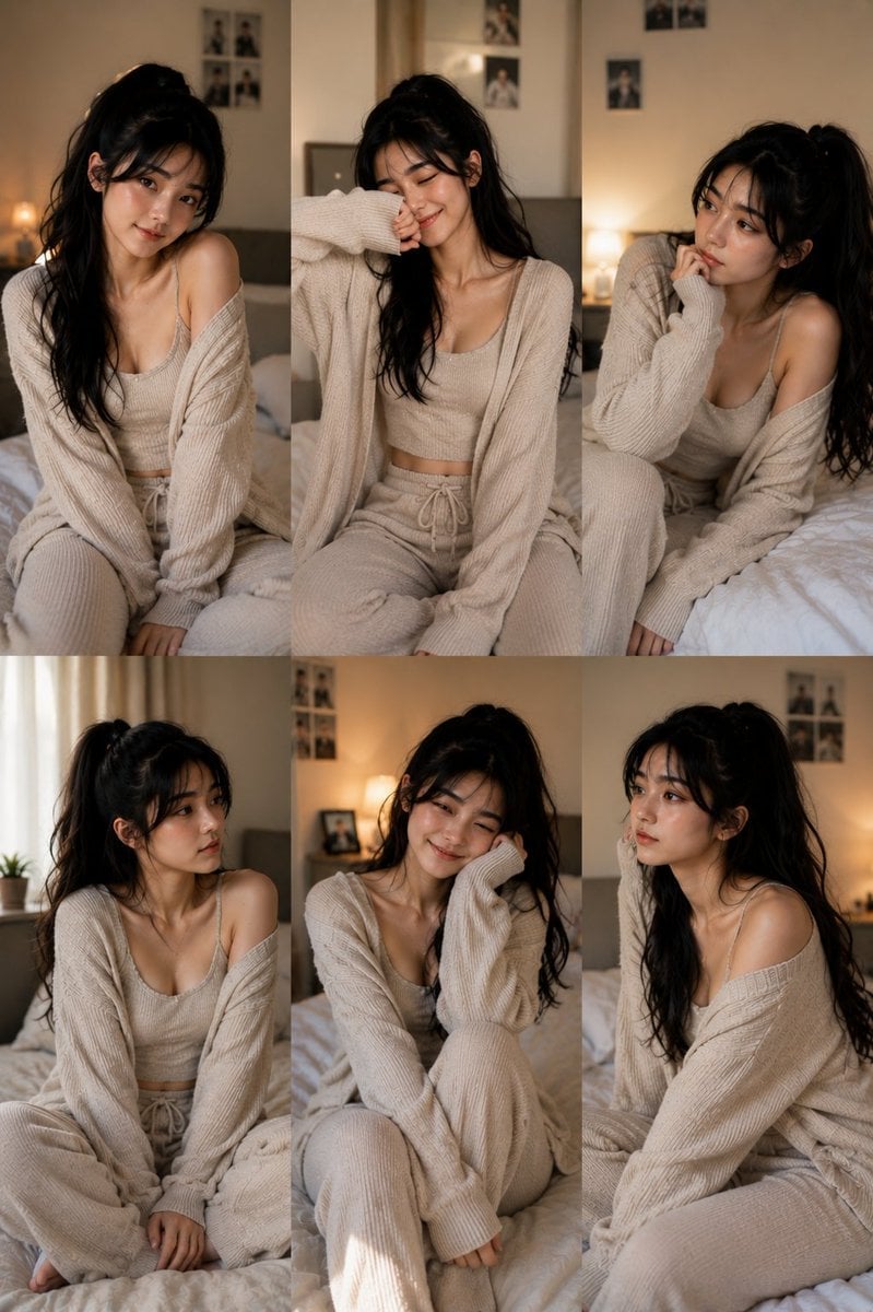 Korean Editorial Loungewear Portrait Collage